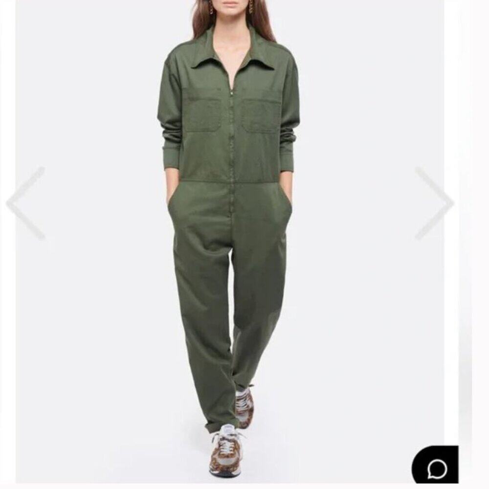 New Xirena Westynn Olive Green Utility Jumpsuit Long Sleeve Sz M
